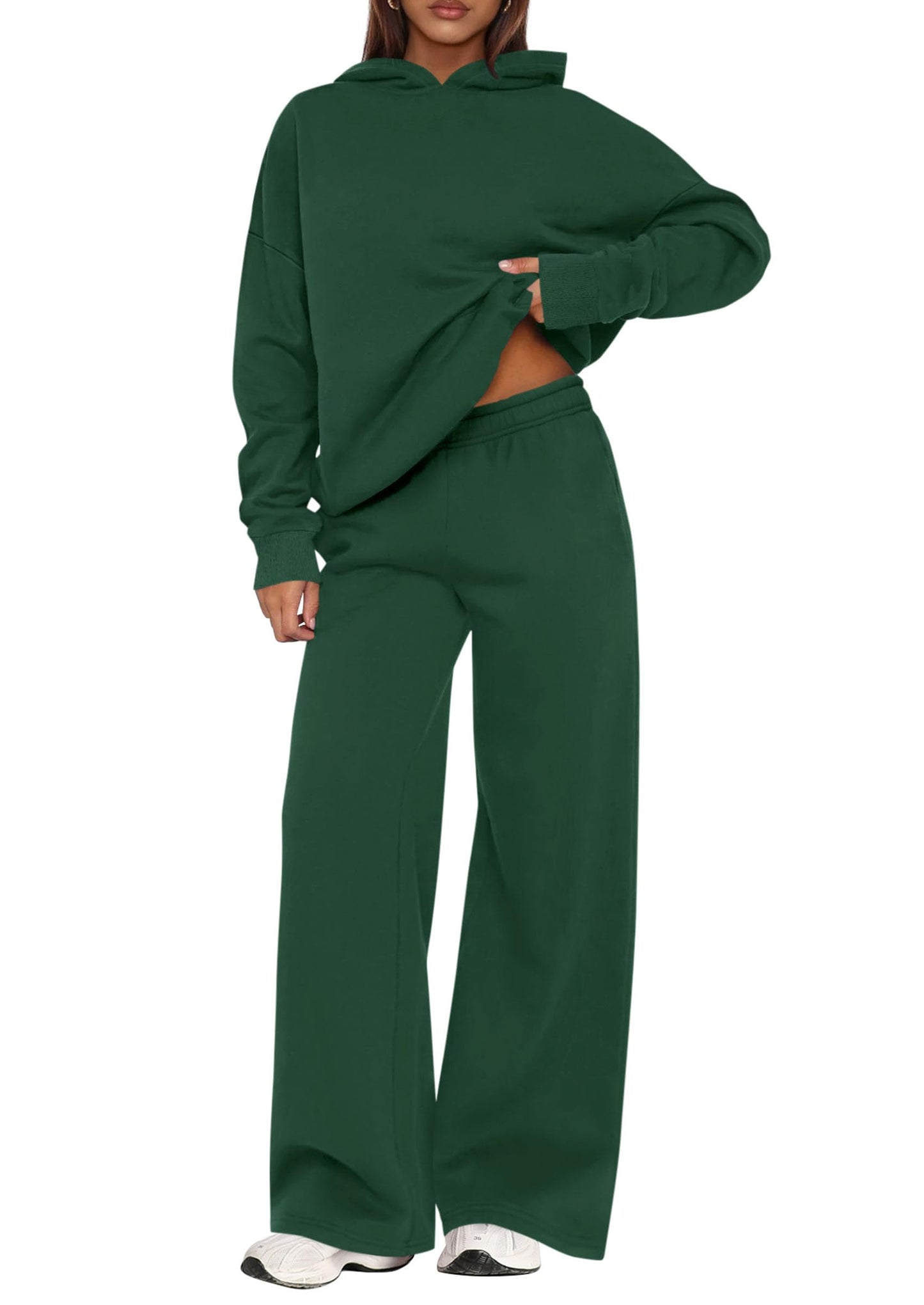 Casual Hoodie & Loose Wide Leg Sweatpants