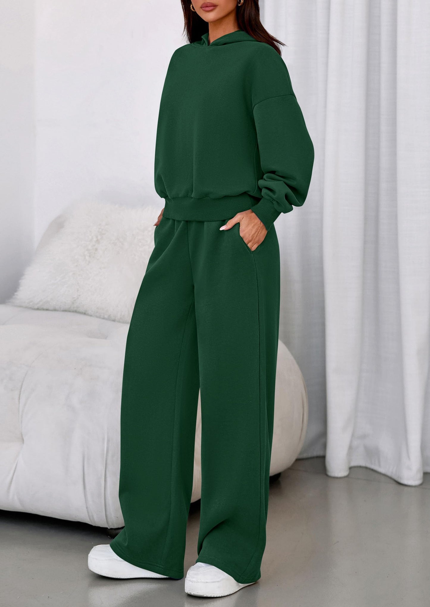 Casual Hoodie & Loose Wide Leg Sweatpants