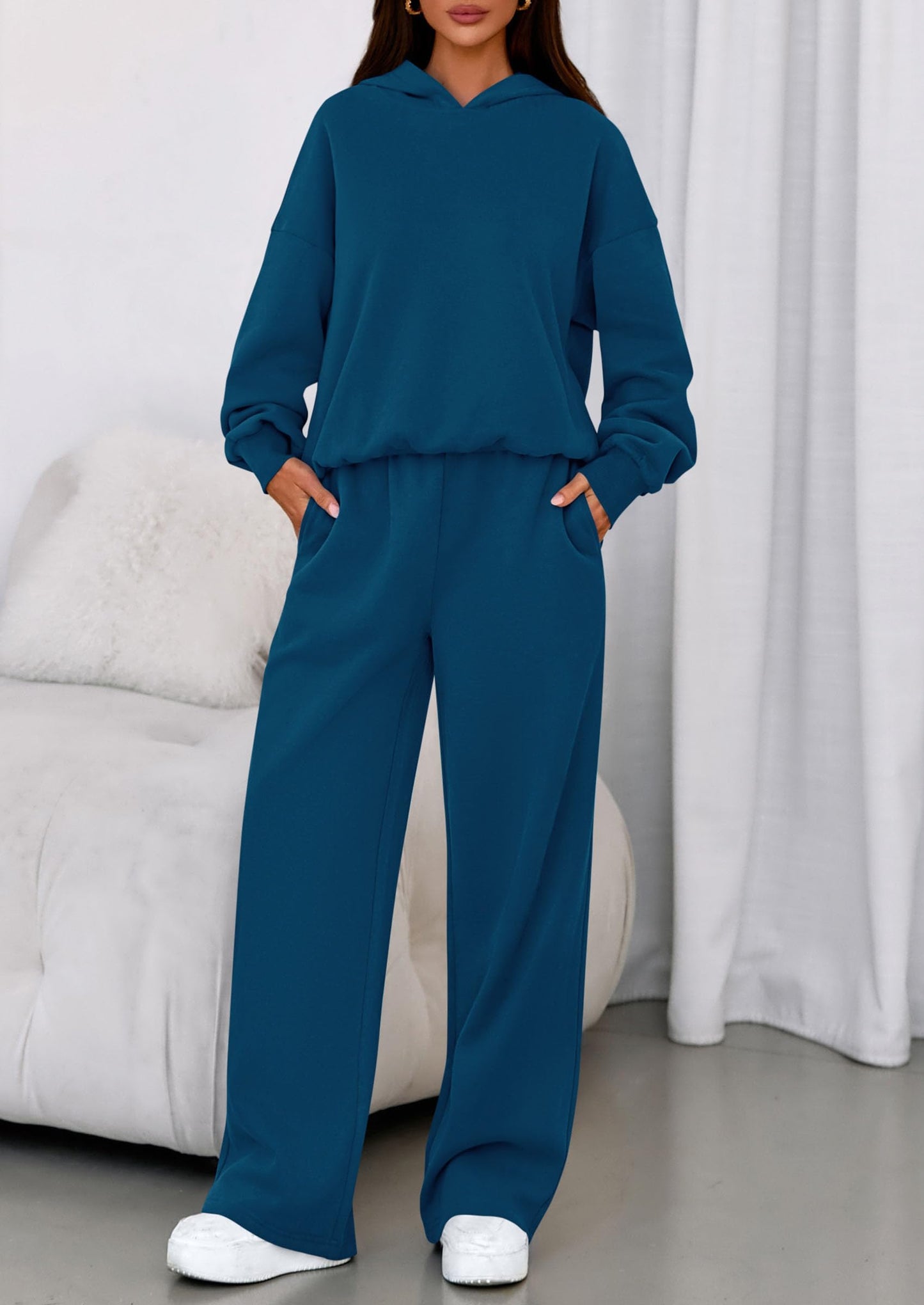 Casual Hoodie & Loose Wide Leg Sweatpants