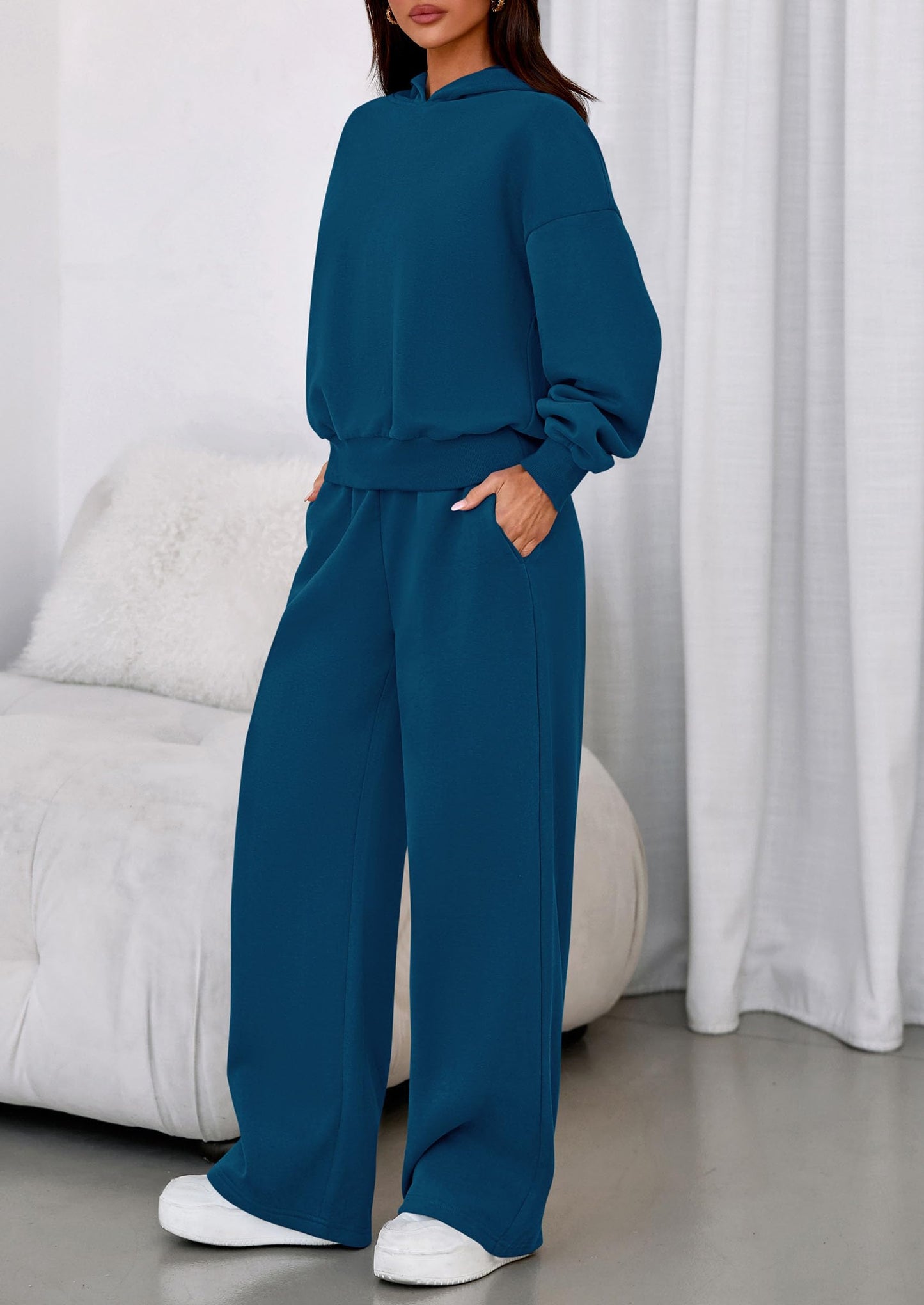 Casual Hoodie & Loose Wide Leg Sweatpants