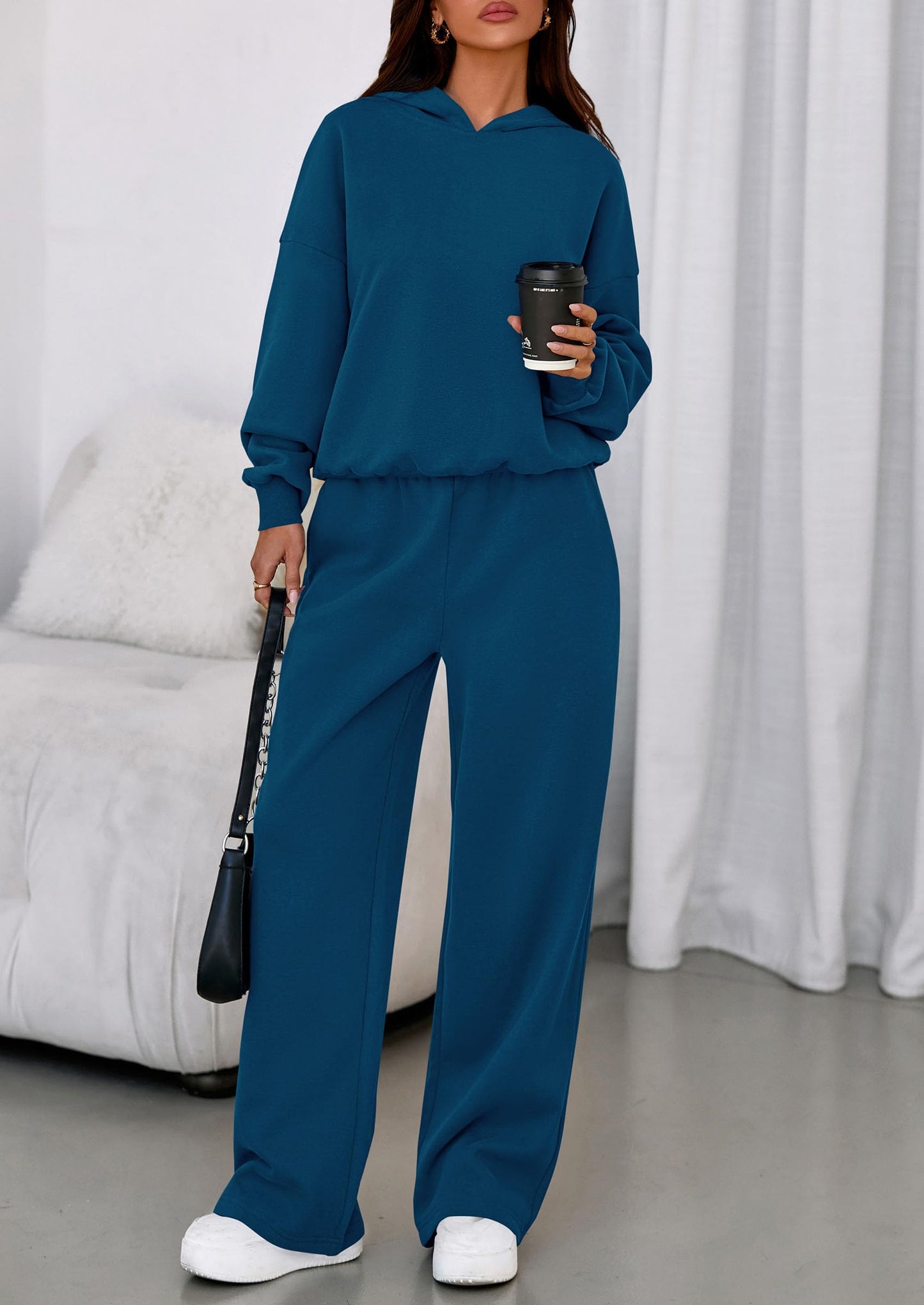 Casual Hoodie & Loose Wide Leg Sweatpants