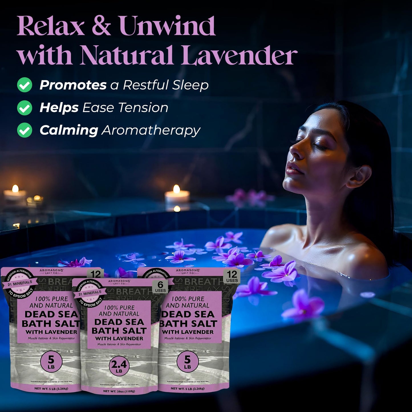 Pure Dead Sea Salt Natural Lavender